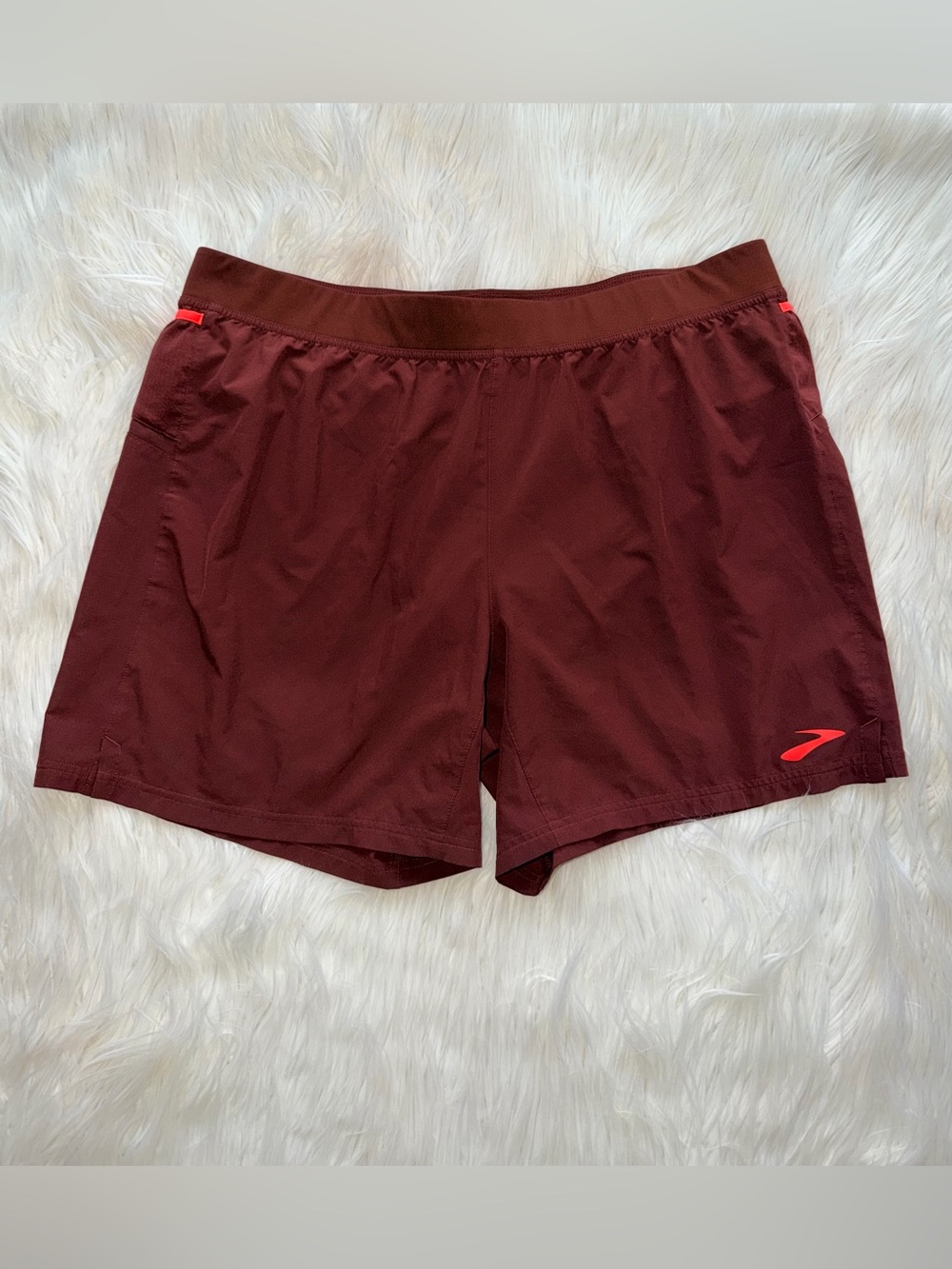 Brooks Men’s XL Brown/Brick Red Sherpa 7 2-in-1 Brief Lined Running Shorts